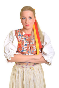 女人穿上斯洛伐克民俗服饰图片