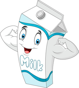 补钙漫画卡通箱牛奶以强度和有用性照片