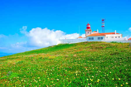 葡萄牙。Cabo da Roca 和灯塔