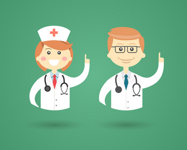 职业 — — 医生和护士矢量听诊器医生卡通卡通动物医生医疗图标为您