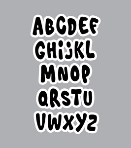 卡通漫画涂鸦字体字母表.矢量照片