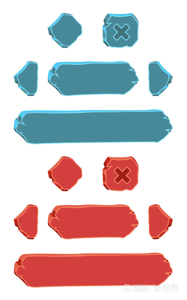 卡通按钮设置矢量图形用户界面元素