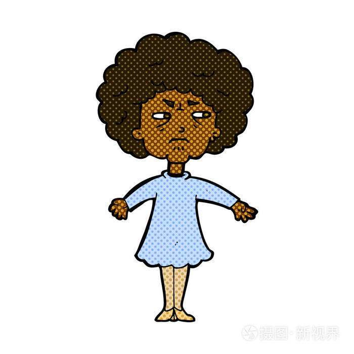 漫画卡通苦涩的老女人