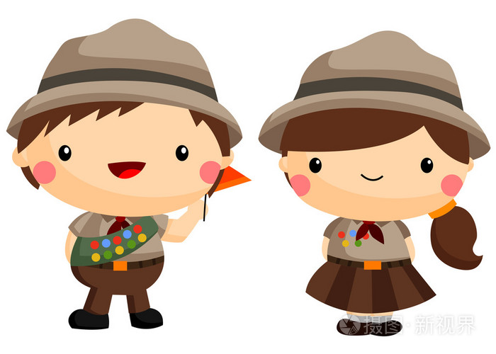 男孩和女童子军插画-正版商用图片0bqud5-摄图新视界