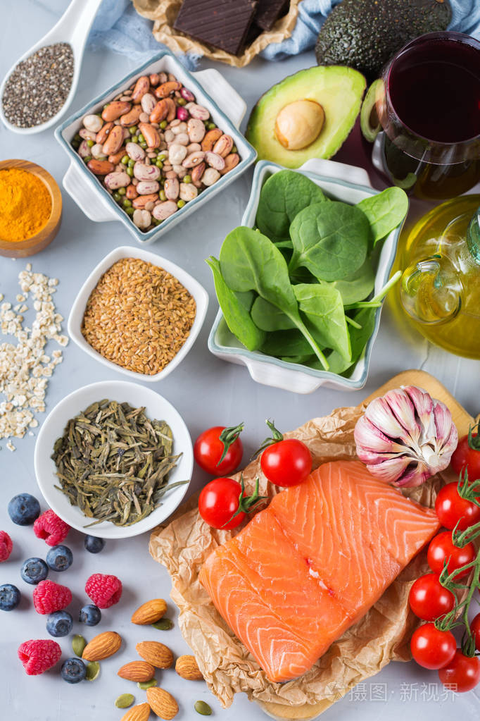 各种各样的健康食品低胆固醇