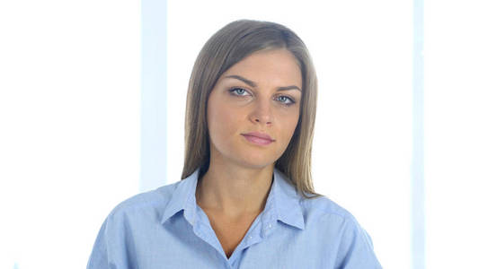 危险否认美丽的年轻女子,摇头拒绝,肖像否认照片