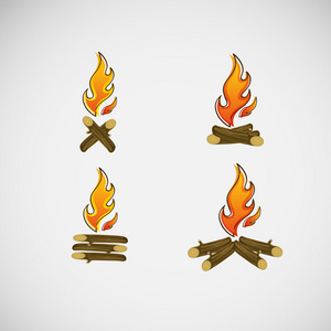 火炬木火,燃烧的木板上.矢量设计照片