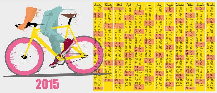 2015 日历与固定齿轮自行车
