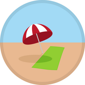 矢量图图标符号的夏天时间与沙滩巾和伞照片