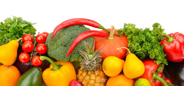 水果和蔬菜在白色背景上