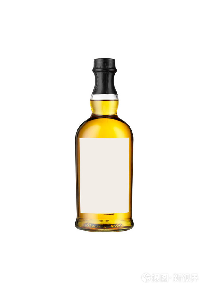 孤立在白色背景上的充分威士忌酒瓶