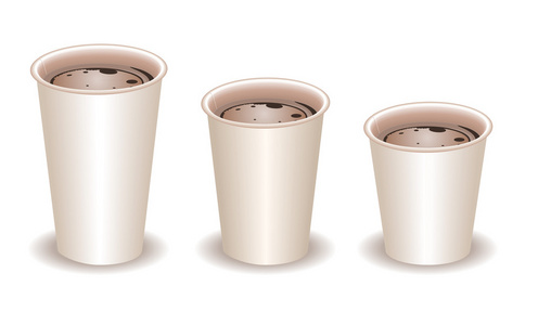 三个咖啡纸杯装满咖啡