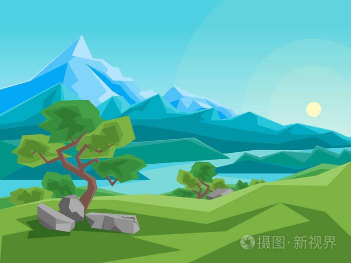 卡通夏天山和河景观背景上 矢量插画 正版商用图片0bse9x 摄图新视界 卡通夏天山和河景观背景上 矢量插画 正版商用图片0bse9x 摄图新视界