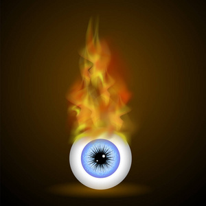 矢量与火焰燃烧着蓝色的眼睛