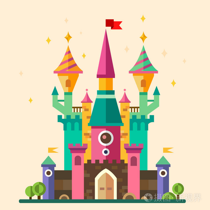 神奇美妙的卡通城堡插画-正版商用图片0bsqqp-摄图新视界