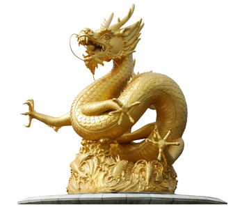 黄金龙雕塑金龙雕塑在泰国普吉岛省图艺术中国腕龙雕塑龙龙雕塑白色的