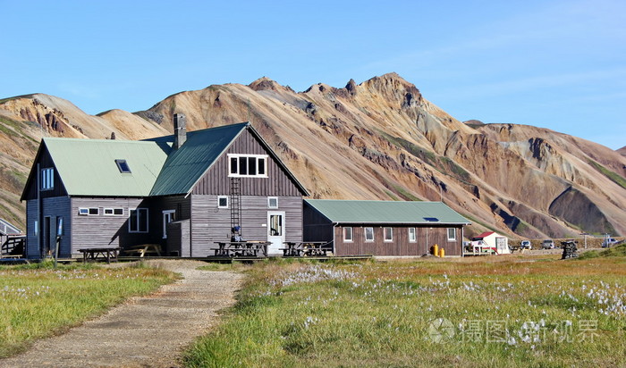 木结构房屋在landmannalaugar冰岛