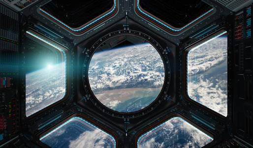 从空间站窗口 3d 渲染 el 地球景色