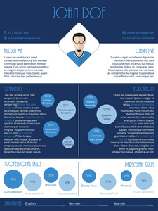 在蓝色和白色的简历简历图片