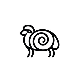 线性风格化绘制的羊或 ram