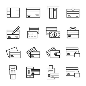 信用卡相关矢量线图标