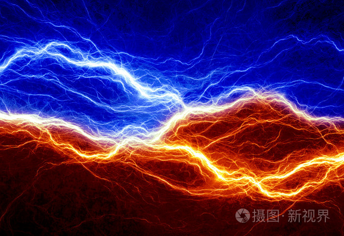 火与冰的抽象闪电
