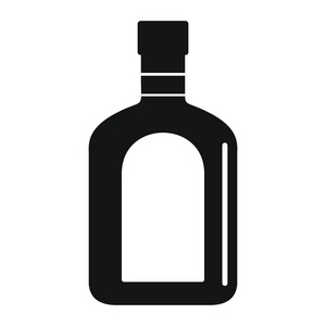 黑色的简单轮廓样式图标矢量插画设计和 web 瓶酒精苦艾酒
