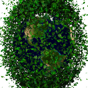 行星地球满了树叶。生态地球