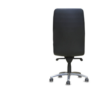 现代办公椅从黑色皮革的背影。分离