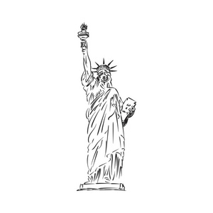 自由女神像。从美国的雕塑