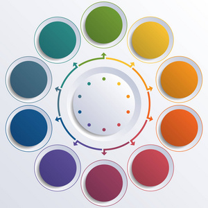 模板信息图表颜色圈圆形圈 10 个职位