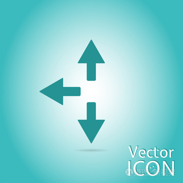 三个箭头方向标志右左回来平面设计风格