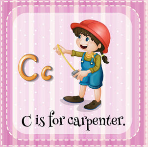 抽认卡字母 C 是木匠
