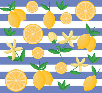 柠檬图案矢量条纹背景装饰