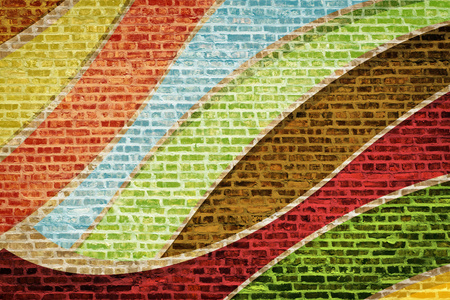 彩虹彩色砖墙图片