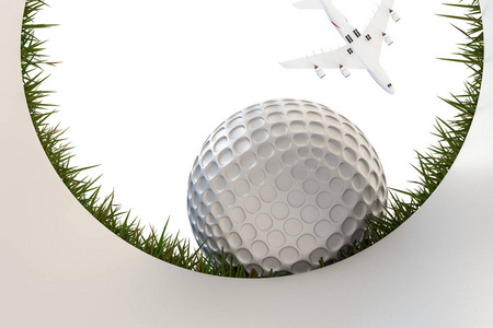 3d 插图的高尔夫球场球那即将到来的孔