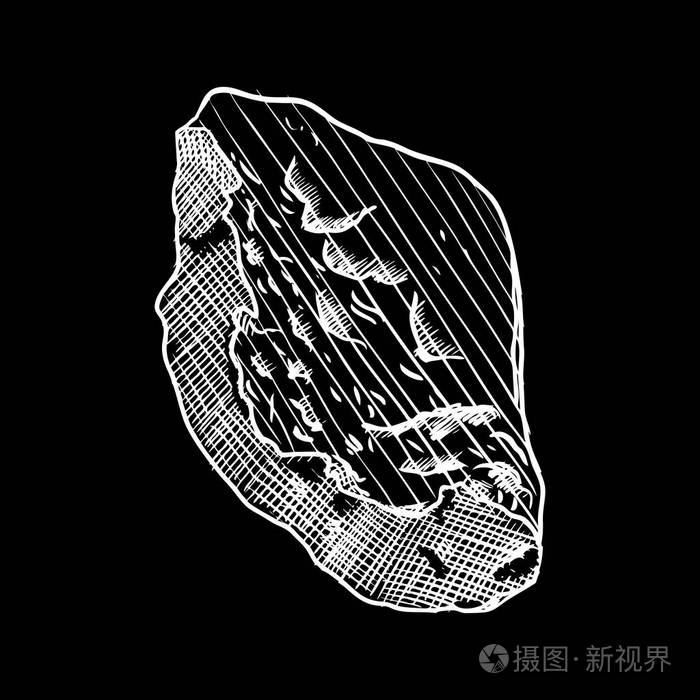 石手画风格大石头裂纹和损坏st