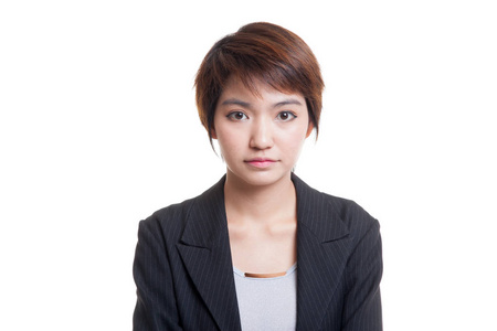 短发的年轻亚洲工作女人
