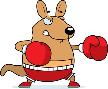 卡通袋鼠拳击插画