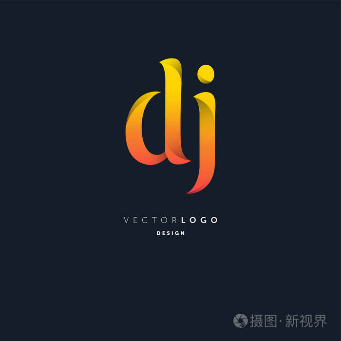 联合dj字母徽标名片模板矢量