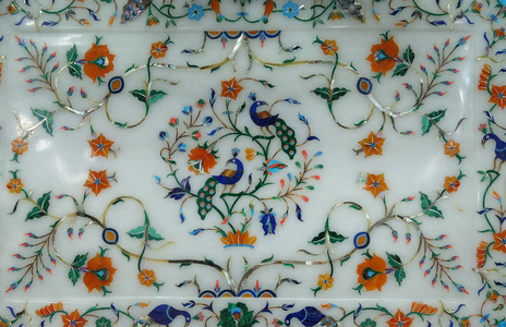 传统彩色花卉大理石桌面出售在阿格拉, 北方邦, 印度