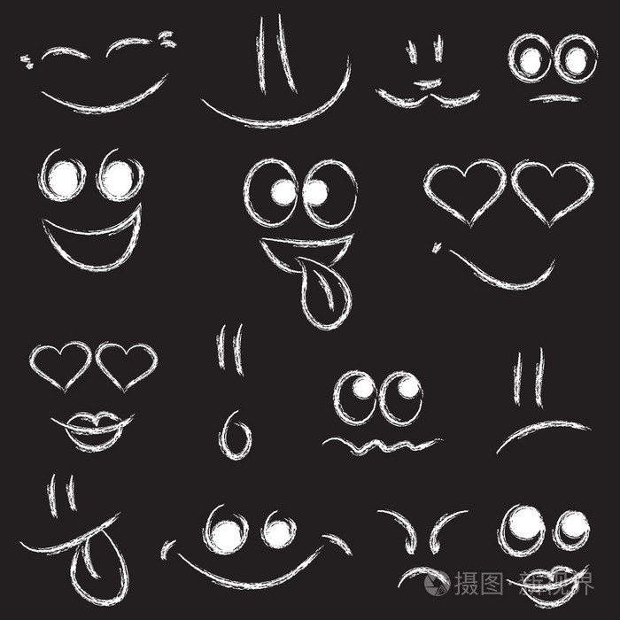 笑脸在黑色背景上的草图