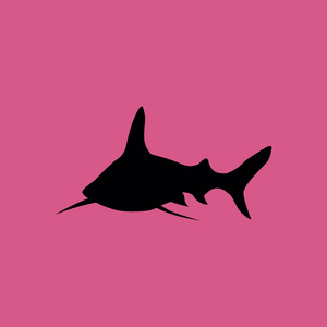 鲨鱼的图标。平面图标图孤立的标志符号
