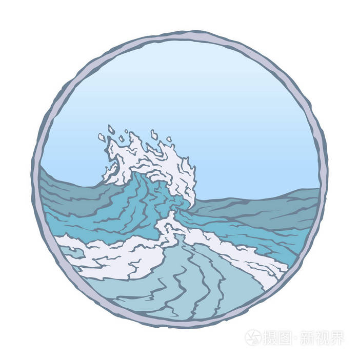 海浪圆插画-正版商用图片0buigg-摄图新视界
