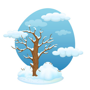 冬天灌木有灌木的卡通树.冬天场面照片