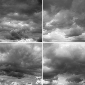 四个图像的雷雨云