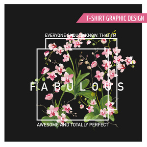热带兰花花背景。在矢量图形 t 恤设计