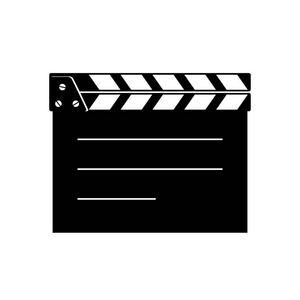 在白色的背景下，孤立的矢量图标电影 clapperboard