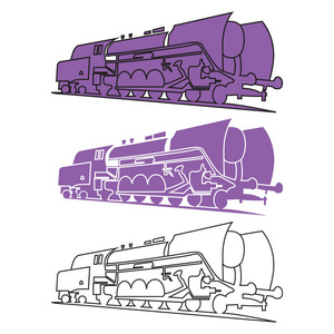 旧蒸汽机车的矢量图像设计