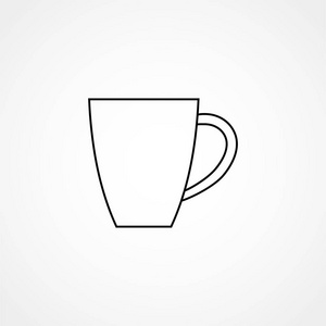 咖啡杯线图标简单设计白色背景上。矢量标志图